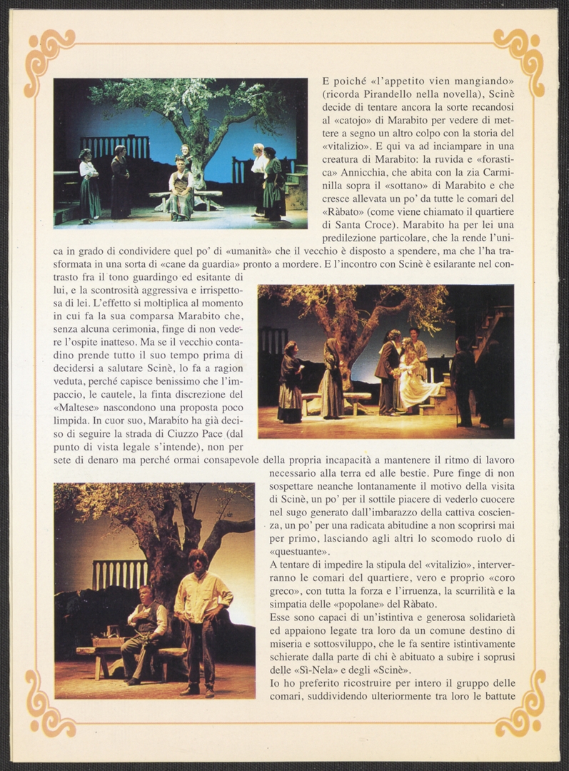 Programma della XXVI Settimana pirandelliana 1998